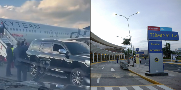 Photo Collage Showcasing Vvip Suvs At Jkia And The Airport Terminal Photo/Screengrab/Jkia