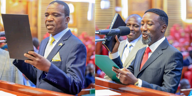 A Collage Photo Of Leo Wamuthende And David Ndakwa During Their Swearing-In.photo X