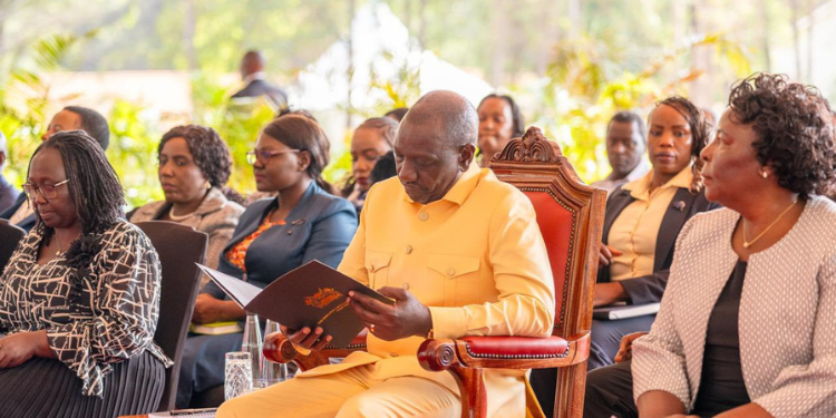 Taskforce Recommends Govt To Declare Gbv A National Crisis A Photo Of President William Ruto Receiving Gbv Report By Technical Working Group Chaired By Former Deputy Chief Justice Nancy Baraza Photo/Pcs