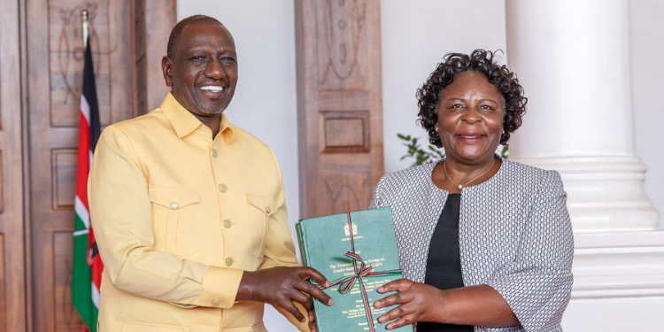 A Photo Of President William Ruto Receiving Gbv Report By Technical Working Group Chaired By Former Deputy Chief Justice Nancy Baraza Photo/Pcs