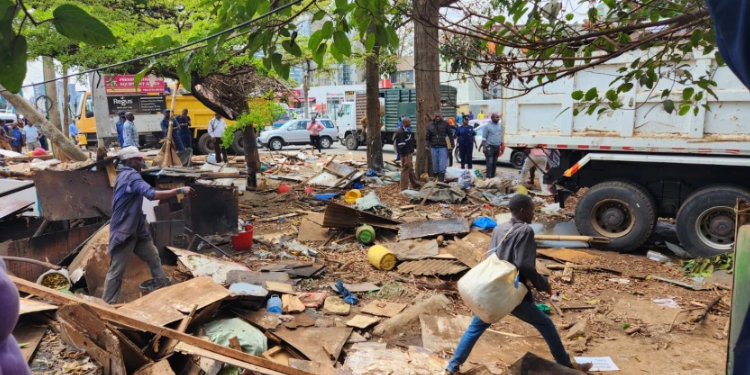 Owners And Operators Of Roadside Structures Along Jkia Highway Face Demolitions A Photo Showing Food Kiosks On Waiyaki Way Being Demolished Photo/Citizen Digital