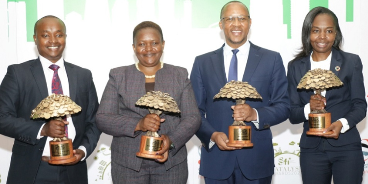 Anne Kitelesi With Other Equity Leaders After Winning A Sustainability Award/ Equity Kenya.