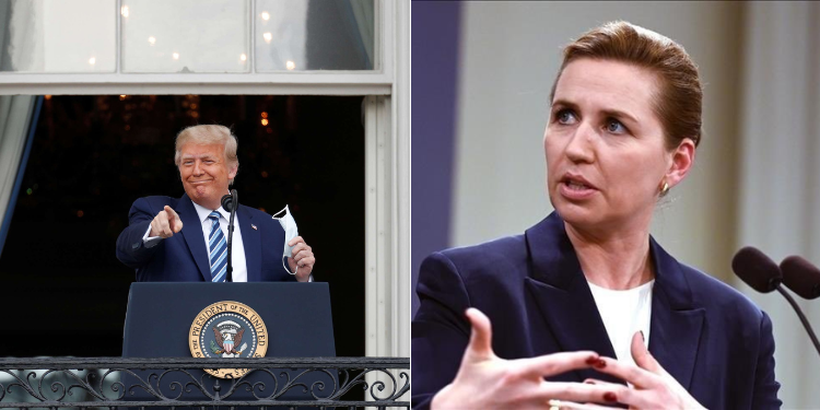 A Collage Of Denmark Prime Minister Mette Frederiksen (Right) And Us President Donald Trump.