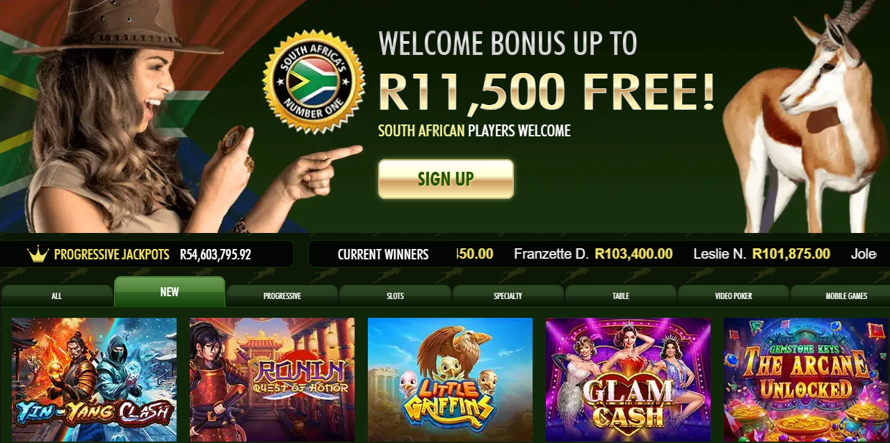 How To Unlock Springbok Casino Free Spins With No Deposit A Snapshot Of The Springbok Casino Landing Page Offering A Variety Of Online Games.