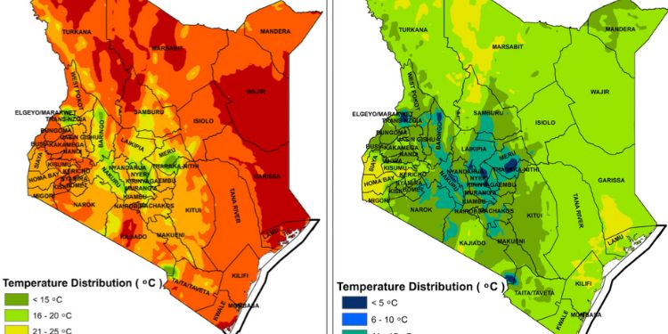 Forecasted Average Maximum And Minimum Temperatures For January 13 To January 22, 2026. Photo/Kmd