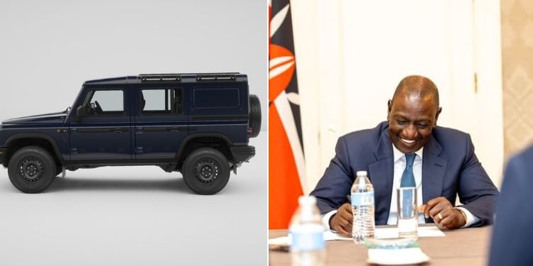 A Collage Of President Ruto And Ineos Grenadier. Photo/ Courtesy