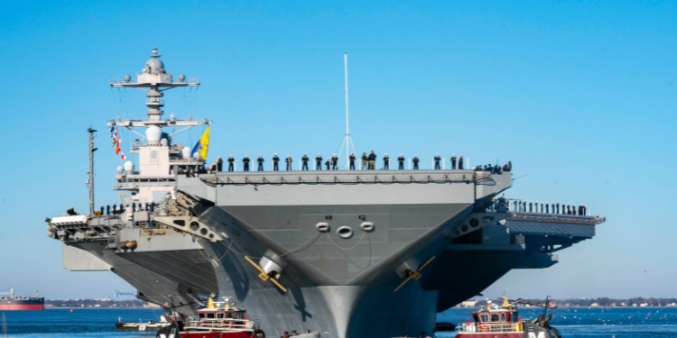 Uss Gerald R. Ford Arrives At Israel Northern Coast