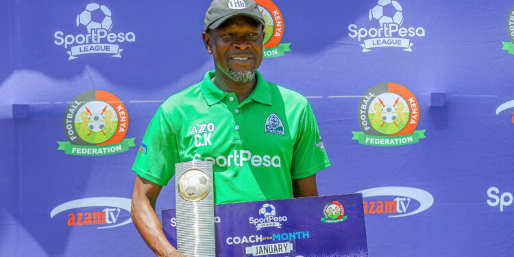 Gor Mahia Head Coach Charles Akonnor Poses With The Sportpesa Coach Of The Month Cheque For January 2026.