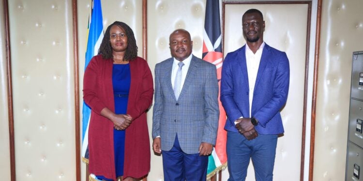 Mwadime Welcomes Dual Learning Model To Cut Post-Tvet Unemployment Swisscontact Kenya Country Director Sharon Mosin-Urner, Principal Secretary For Labour And Skills Development Shadrack Mwadime And Swisscontact Project Manager Jimmy Delyon During A Meeting In Nairobi.