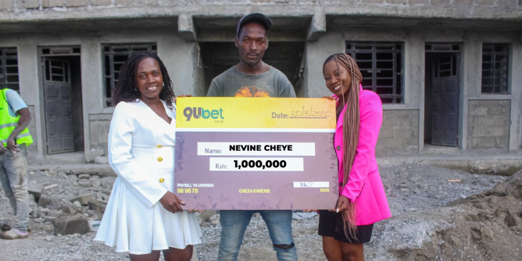 Ruai Mjengo Worker Wins Ksh 1,000,000 From Ksh 20 On 9Ubet Aviator Game Ruai Worker Nevine Chenye Displaying Ksh 1 Million Cheque Alongside 9Ubet Officials Photo/ File