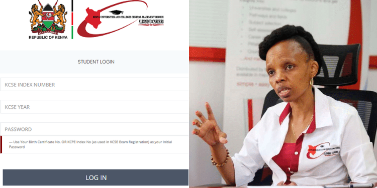 A Photo Collage Of Kuccps Portal And Chief Executive Officer Agnes Mercy Wahome Photo/Kuccps