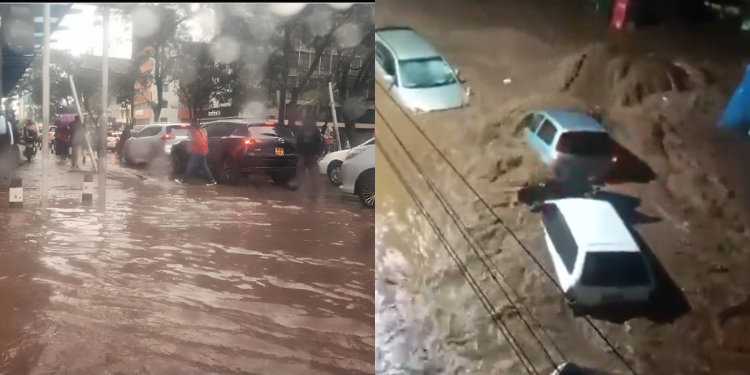 A Photo Collage Showing Heavy Rains In Nairobi And Vehicles Being Swept Away Photo/Kenya Police Service