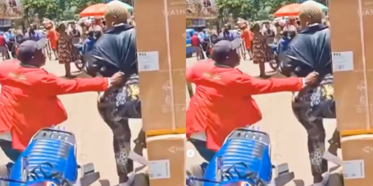 A Photo Showing A Woman Who Smashed A Matatu'S Windscreen By Caught After Her Escape . Photo/Screengrab