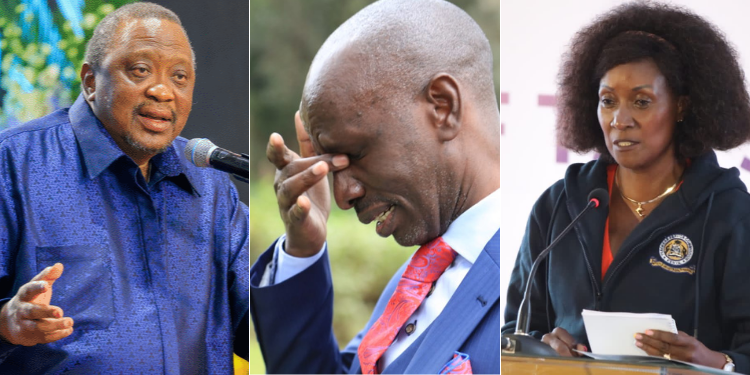 A Photo Of Former President Uhuru Kenyatta, Former Knut Sg Wilson Sossion And Former Tsc Ceo Nancy Macharia