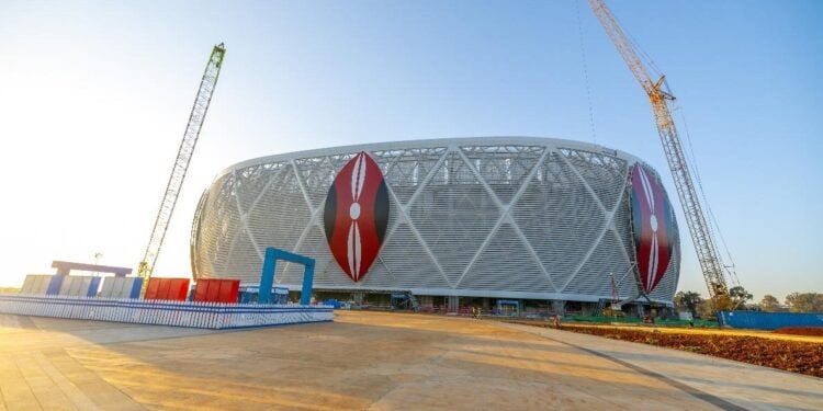A Wide-Angle View Of The 60,000-Capacity Talanta Stadium From One Of The Adjacenttraining Fields. 