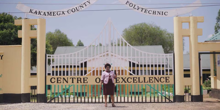 Shock As Principal Found Dead Days After Going Missing Caroline Khamete Standing Outside Kakamega Polytechnic. Photo/ County Governemnt Of Kakamega(Facebook)