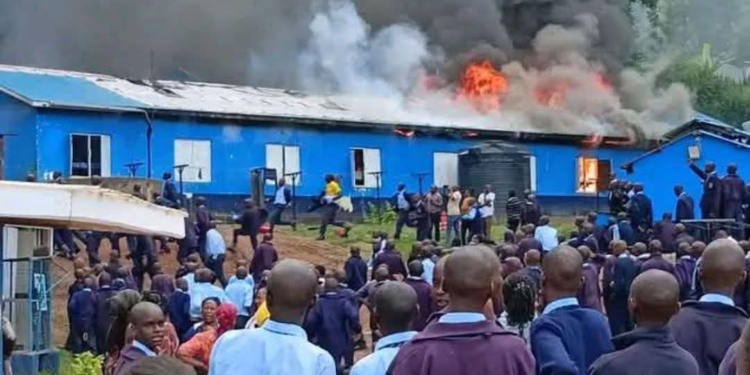 Aggrey High School In Taita Taveta County On Fire Photo/Kenya Red Cross