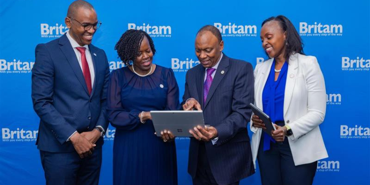 Britam Posts Ksh7.9 Billion Pre-Tax Profit For 2025 Britam Finance Director Charles Njuguna, Interim Board Chair Celestine Munda, Group Ceo Tom Gitogo, And Investor Relations Director Catherine Karita At The 2025 Full Year Results Announcement Photo/Britam