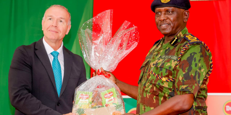 Nps Sets Up Specialized Police Unit At American Company Del Monte Inspector General Of Police, Douglas Kanja, And Managing Director Del Monte Kenya Ltd Wayne Cook. Photo/Nps