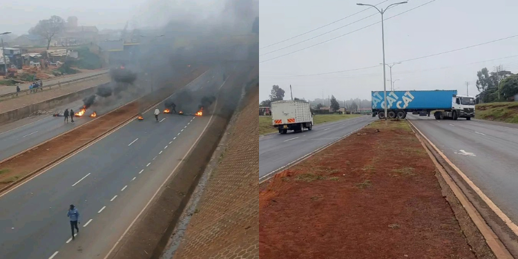 Photo Showing Southern Bypass Blocked At Thogoto And Gitaru Photo/Thika Today