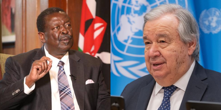 Mudavadi Writes Protest Letter To Un Chief Over Rape Allegations Against Kenyan Forces In Haiti Prime Cabinet Secretary Musalia Mudavadi And Un Secretary-General António Guterres Photo/Opcs/Un