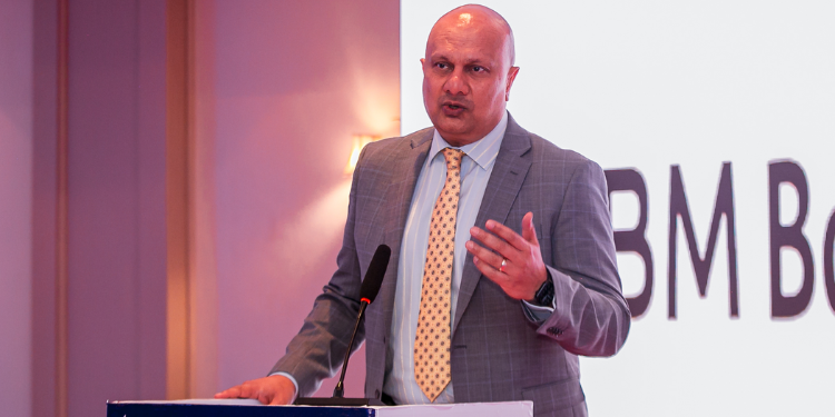Sbm Bank Kenya Ceo Bhartesh Shah During The Launch Of The Bancassurance Subsidiary On July, 2025 Photo/Sbm Bank