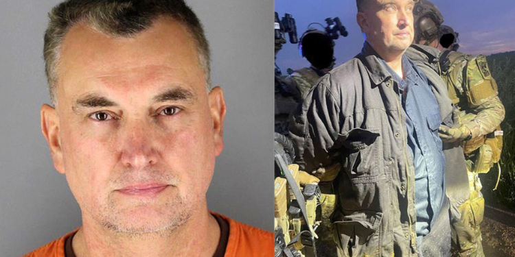 A Photo Collage Shows Vance Boelter In A Booking Photo And During His Arrest.