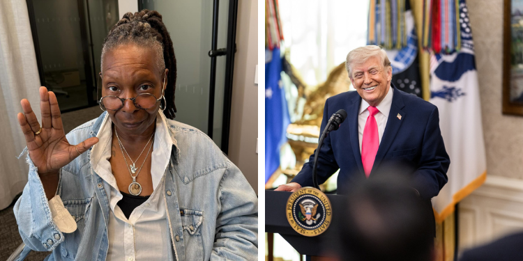 Photo Collage Of Whoopi Goldberg And President Donald Trump