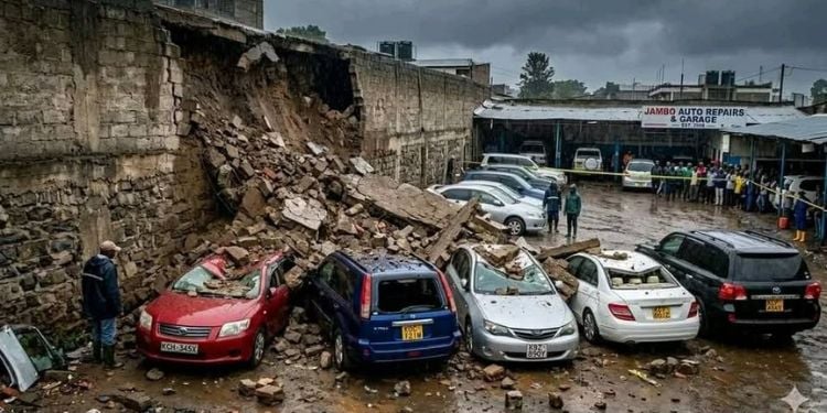 Wall Collapse Along Kilungu Road In Kilimani Leaves 11 Vehicles Damaged