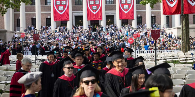Students Attend A Graduation Event On Harvard University’s Campus.