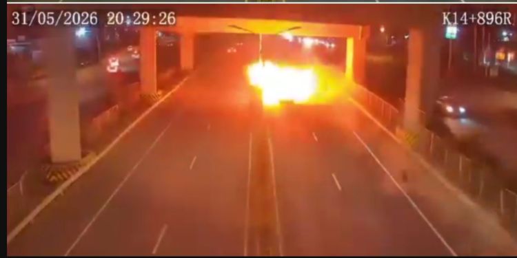 Cctv Footage Captures Moments Before Vehicle Bursts Into Flames Near Ole Sereni Vehicle Bursts Into Flames After High-Speed Crash Near Ole Sereni, Cctv Shows