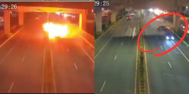 Cctv Footage Shows Moments Before Vehicle Bursts Into Flames Near Ole Sereni. Photo/Rsk-X