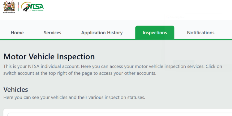 Motor Vehicle Inspection Dashboard On The Ecitizen Portal Photo/Ecitizen