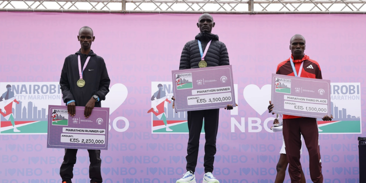 Benson Tunyo Murkomen And Other Athletes After Winning The Men’s Category At The 2025 Nairobi City Marathon. Photo/Nairobi City Marathon
