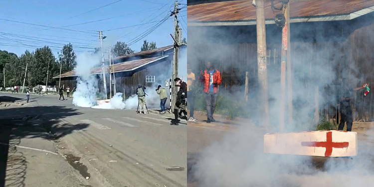 Teargas Lobbed As Nanyuki Residents Turn Up For Second Anti-Ebola Protests Teargas Lobbed As Nanyuki Residents Turn Up For Second Anti-Ebola Protests