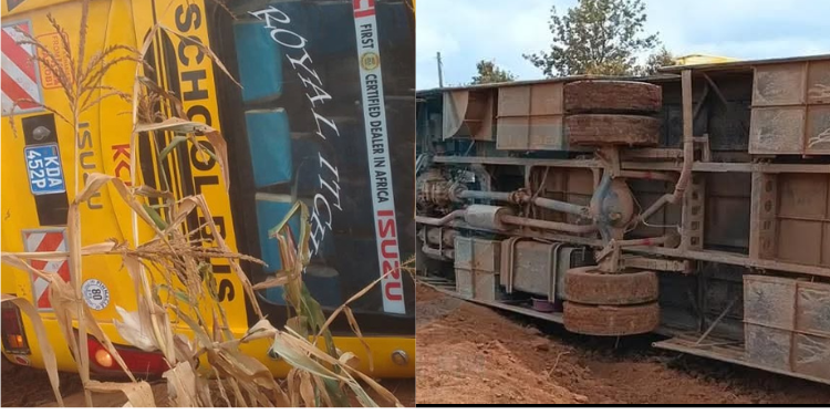 Several Students Injured As School Bus Overturns In Mbeere South Several Students Injured As Igumori School Bus Overturns In Mbeere South