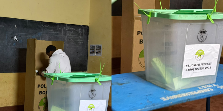 Ol Kalou By-Election Live: Dcp’s Sammy Kamau Ngotho Vs Uda’s Samuel Muchina Nyagah A Person Casting Their Vote During Ol Kalau By-Election Photo/Iebc