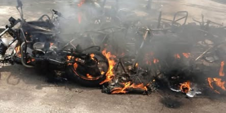 Motorbikes Torched In Kisumu. Photo/Babu Owino