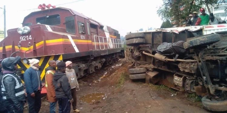 Three Escape Death As Train Slams Into A Lorry Carrying Bread At Limuru Railway Crossing Three People Have Narrowly Escaped Death After A Train Engine Collided With A Lorry Transporting Bread At The Limuru Railway Crossing On July 6.