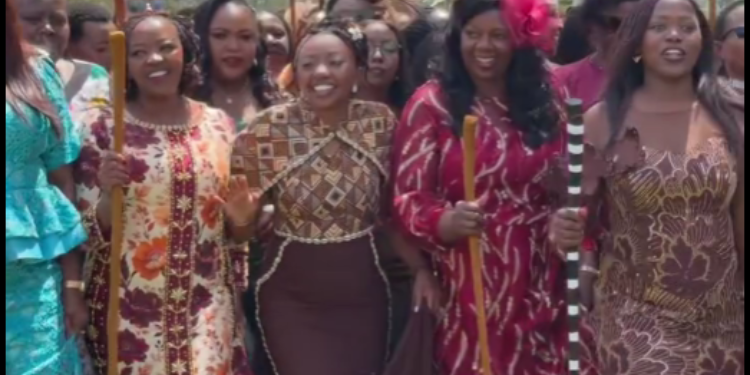 Charlene Ruto And First Lady Rachel Ruto Dance Alongside Other Women During The Traditional Koito Celebrations In Kilgoris, Narok County.