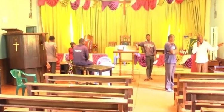 Worshippers At Gatuto Ack Church In Kanyeki-Ini Ward, Kirinyaga Central, Struggled To Hold A Sunday Service Following A Raid On Saturday Night.