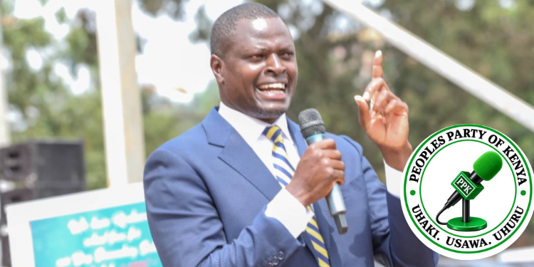 Kiharu Mp Ndindi Nyoro During A Political Rally, With An Insert Of The People’s Party Of Kenya (Ppk) Logo. Photo/Ndindi Nyoro/Ppk