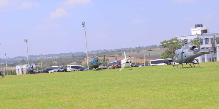 Photo Showing Helicopters At President William Ruto&Amp;Apos;S Ranch In Kilgoris During The Wedding.