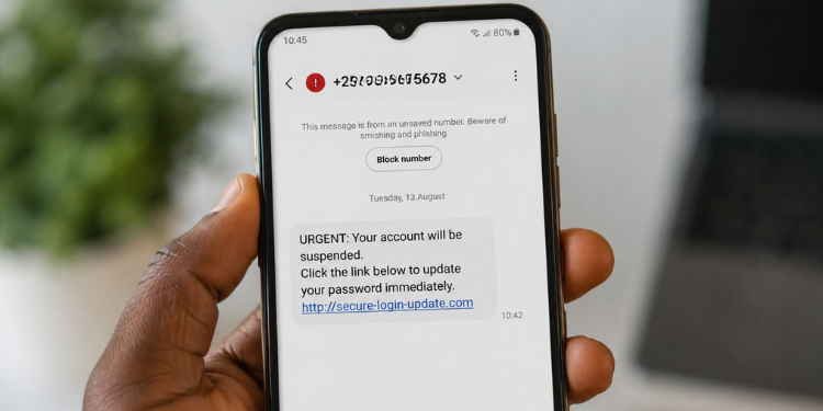A Phone Displaying A Spam Message. Photo-File