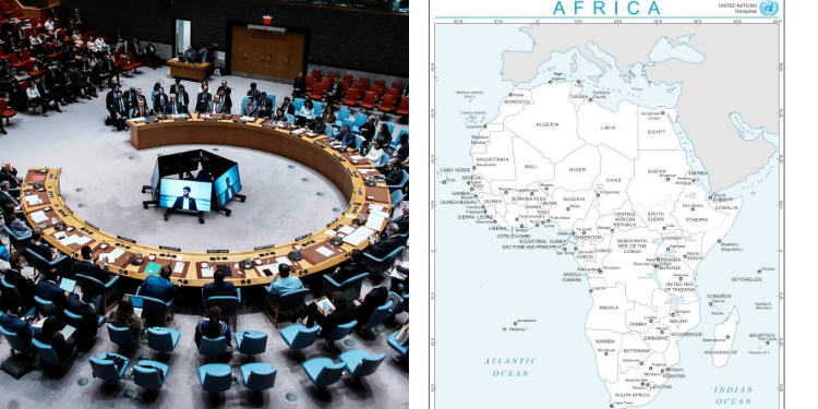 A Collage Of The Mercator Projection Map And Un Security Council Photo/Un