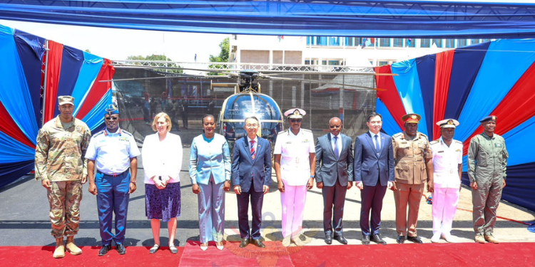 Kenya Receives Eight Military Helicopters From Korea Defence Cs Soipan Tuya, Cdf Charles Kahariri, Us Chargé D’affaires Susan Burns And Korean Officials During The Handover Of Military Helicopters To Kenya Photo/ Kdf