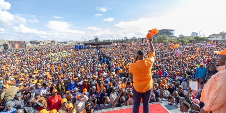 Cs Ali Hassan Joho Addressing Odm Rally At The Jacaranda Grounds. Photo/Joho.