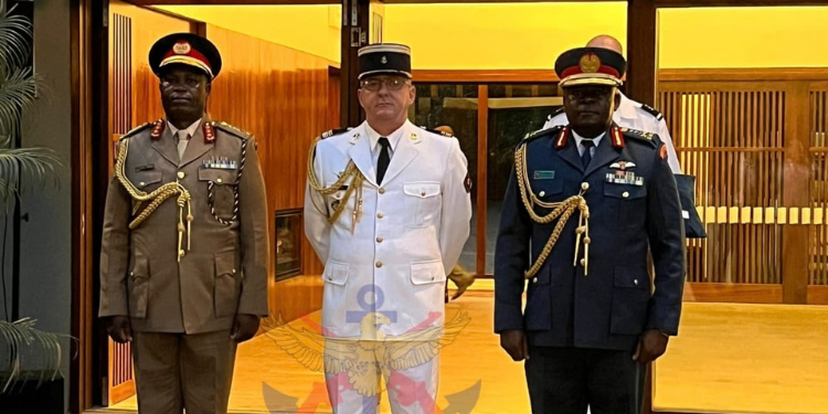 Three Senior Kdf Officers Awarded Top Military Honours Lieutenant General John Omenda And Lieutenant Colonel Michael Gense During A Conferment Ceremony At The French Residence In Nairobi Photo/Kdf