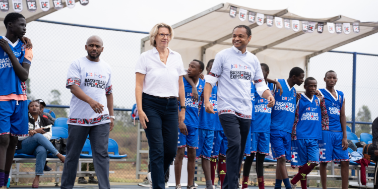 French Ambassador To Kenya H.e. Wadid Benaabou, Afd Director For Kenya Anne-Gaël Chapuis And Nba Africa Chief Executive Officer Claire Akamanzi.