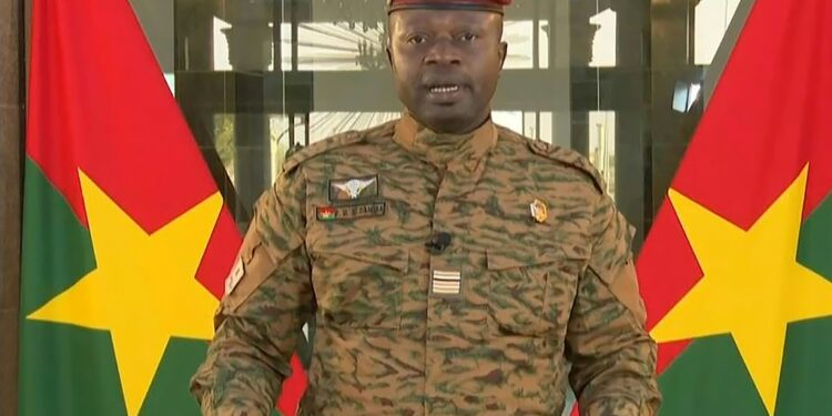 Junta Leader Paul-Henri Sandaogo Damiba, Pictured In A Tv Broadcast Three Days After Taking Power | Afp
